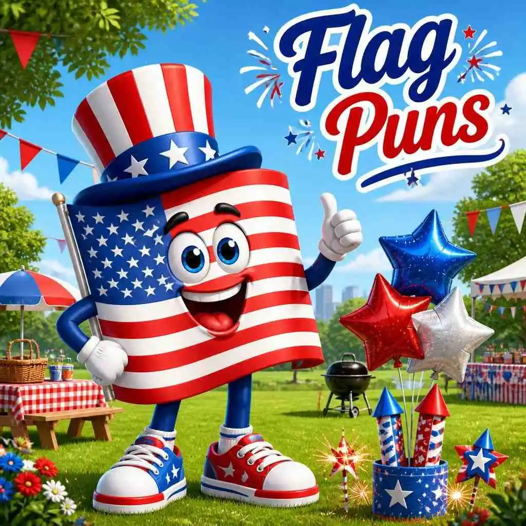 Funny cartoon American flag character