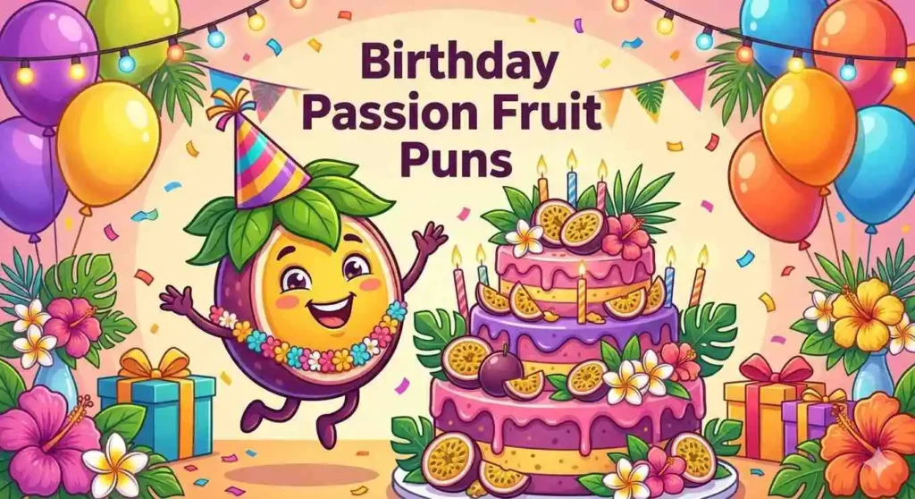 Passion fruit birthday celebration scene