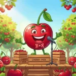 Funny cartoon cherries sharing jokes