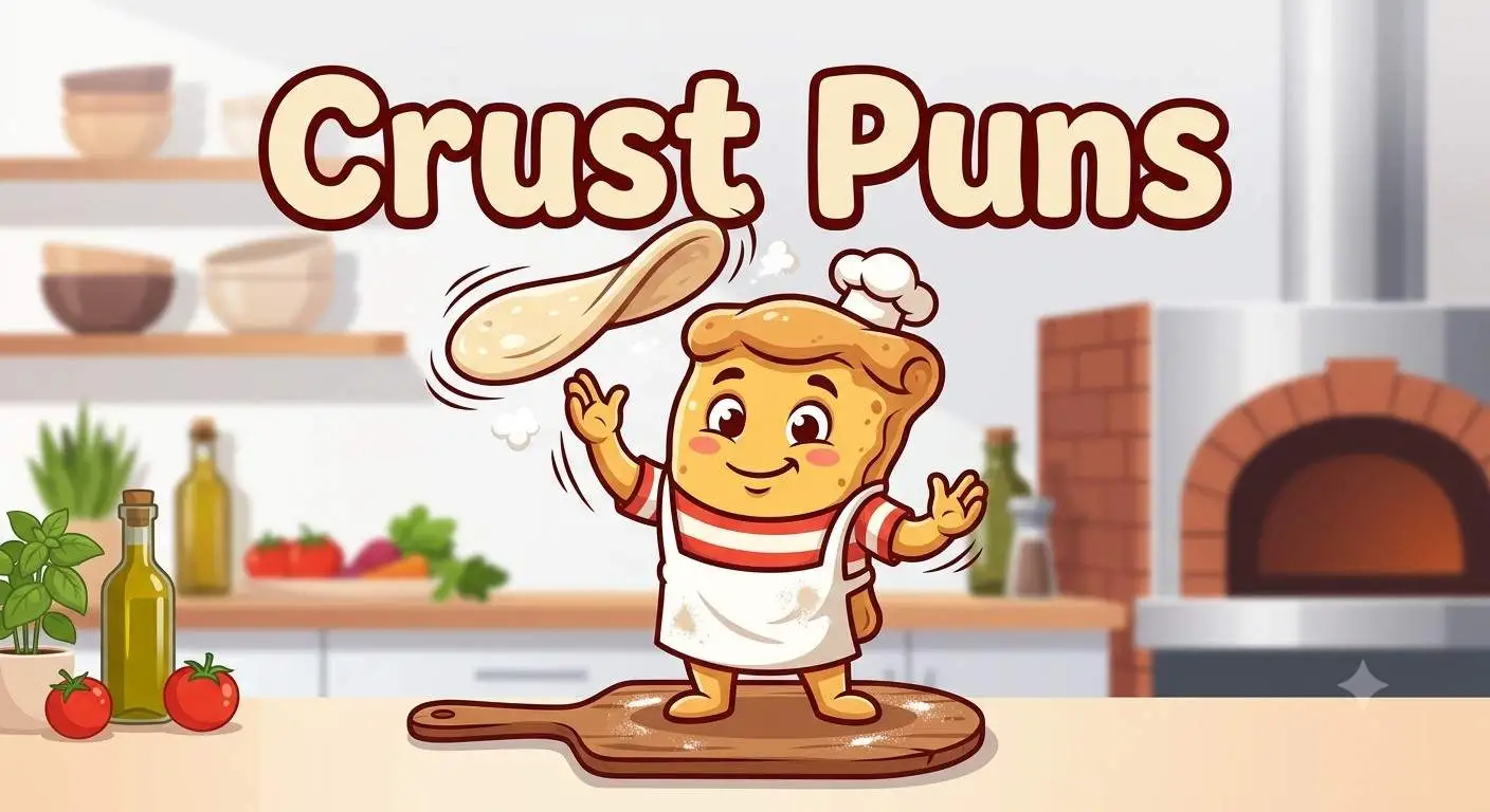 Funny pizza crust cartoon character.