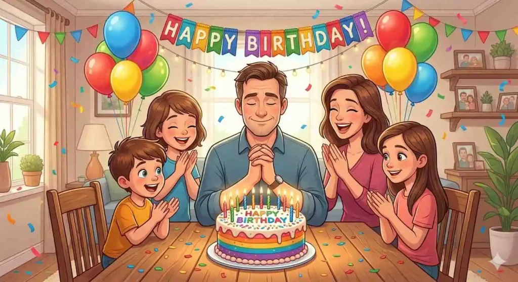 Family birthday wish celebration