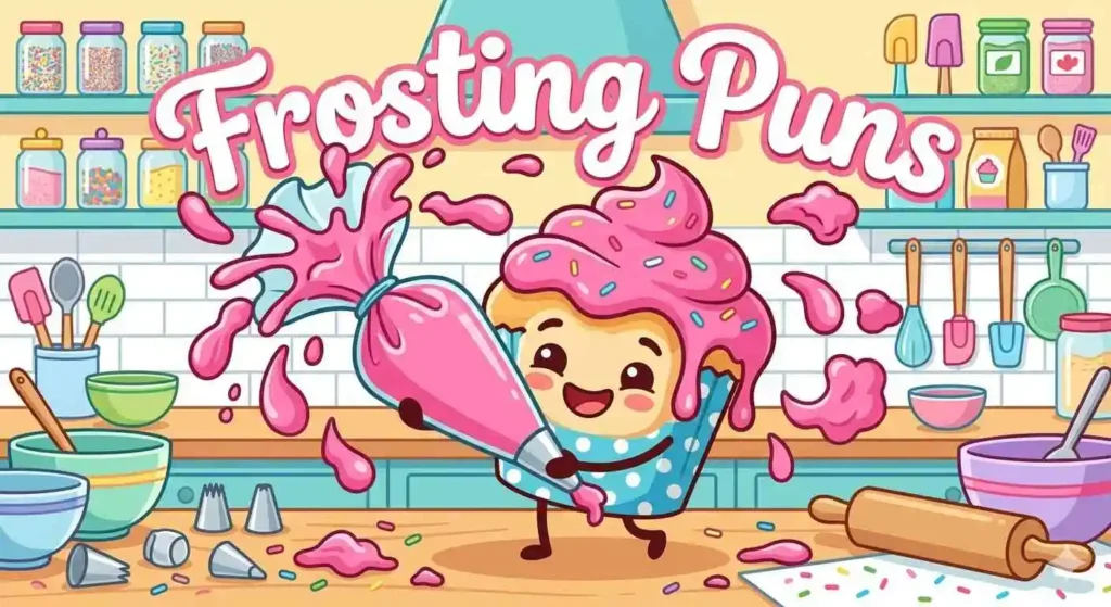 Funny cupcake playing with frosting.