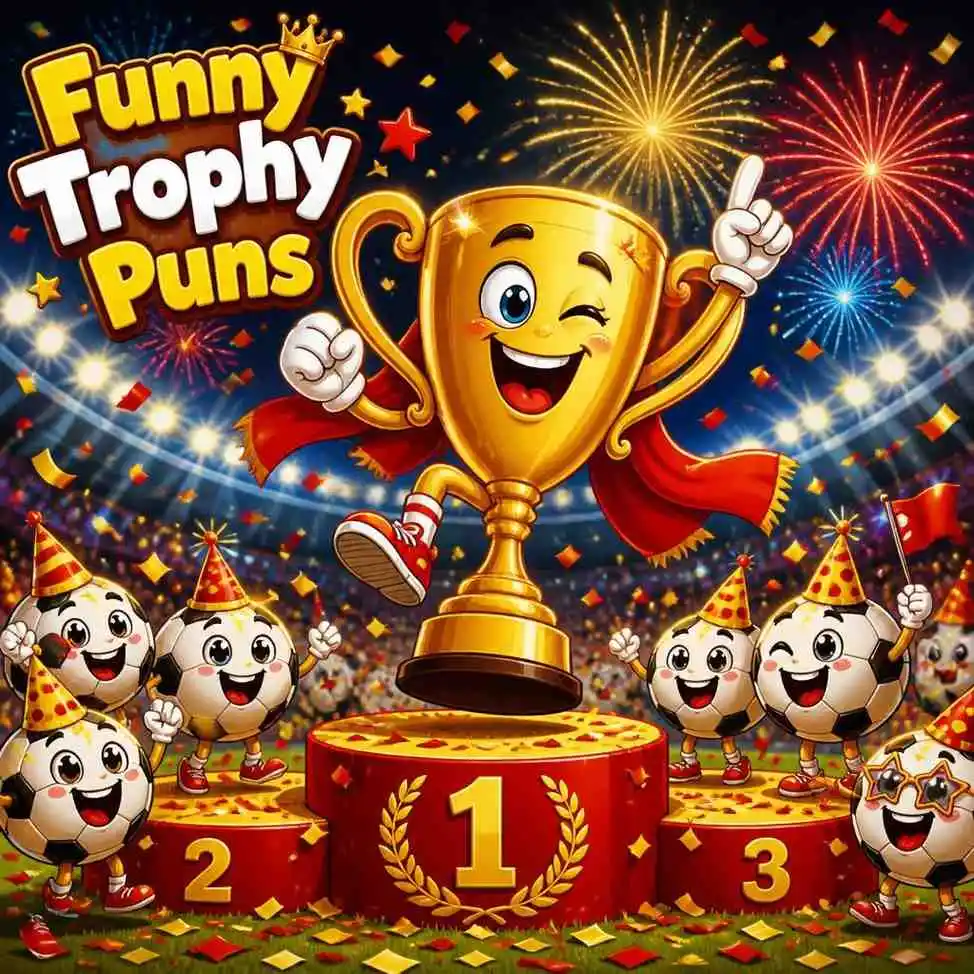Funny trophy celebrating soccer win
