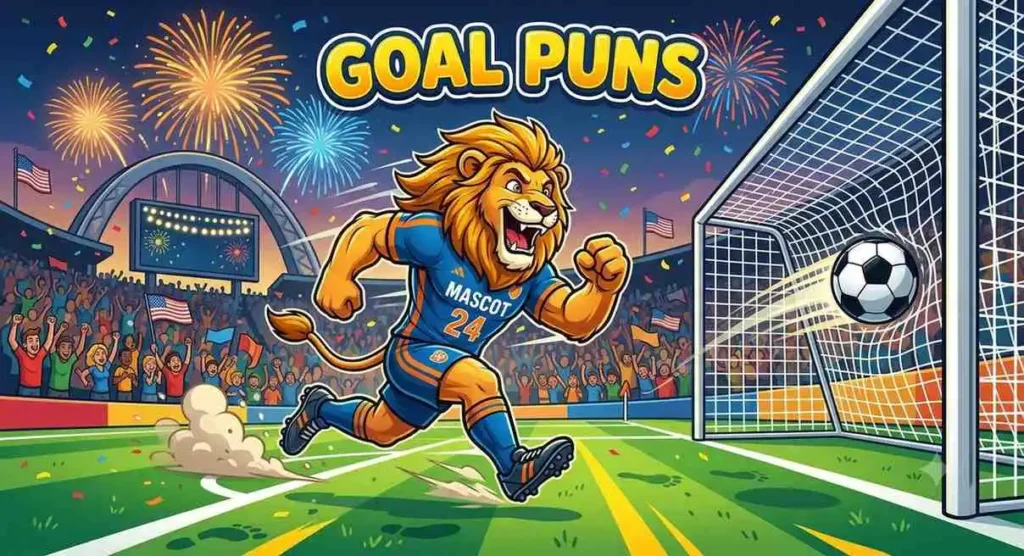 Cartoon football scoring goal