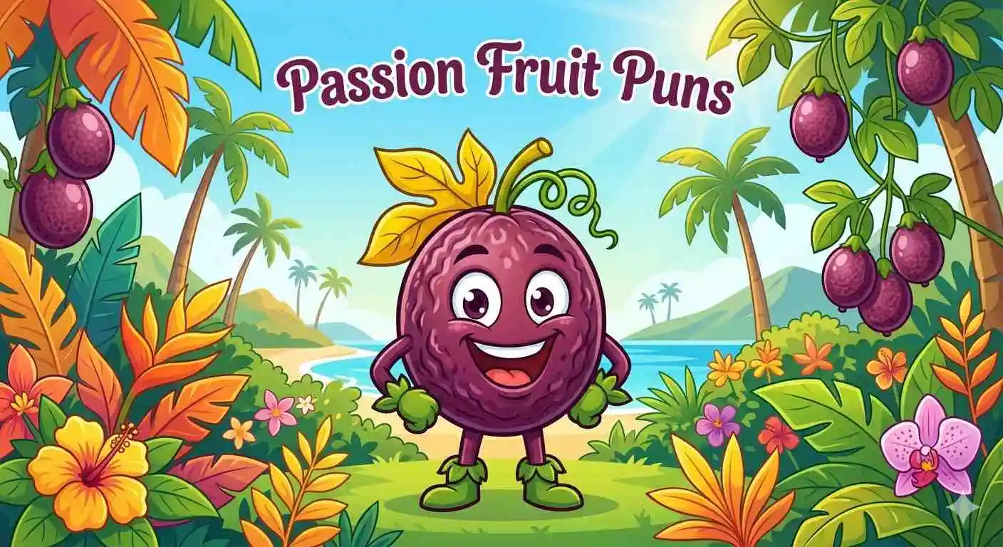Happy cartoon passion fruit characters