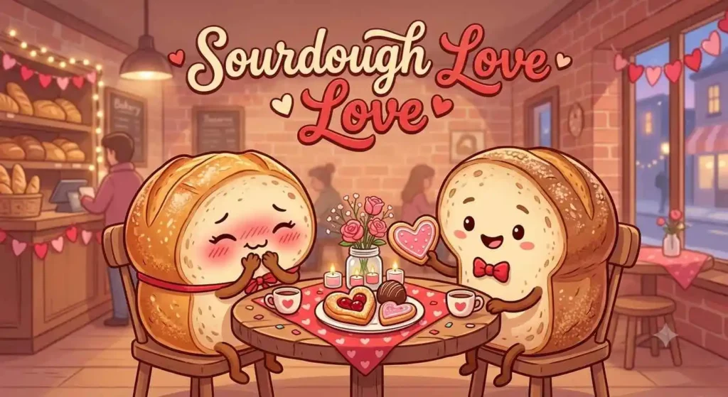 Romantic sourdough bread couple illustration
