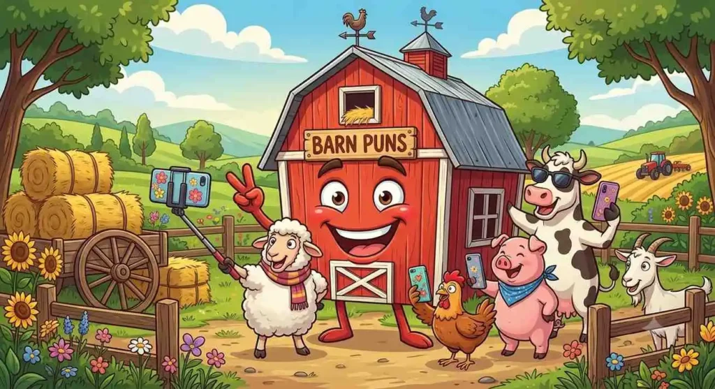 Funny barn scene