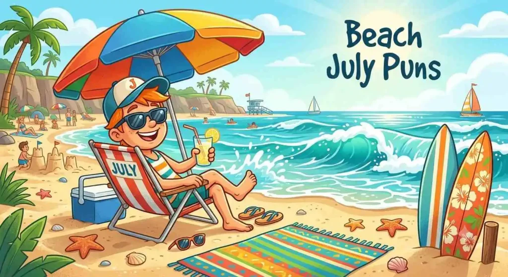 Cartoon beach summer scene