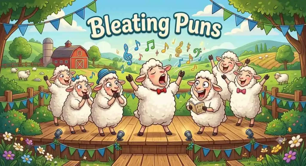 Funny singing sheep group