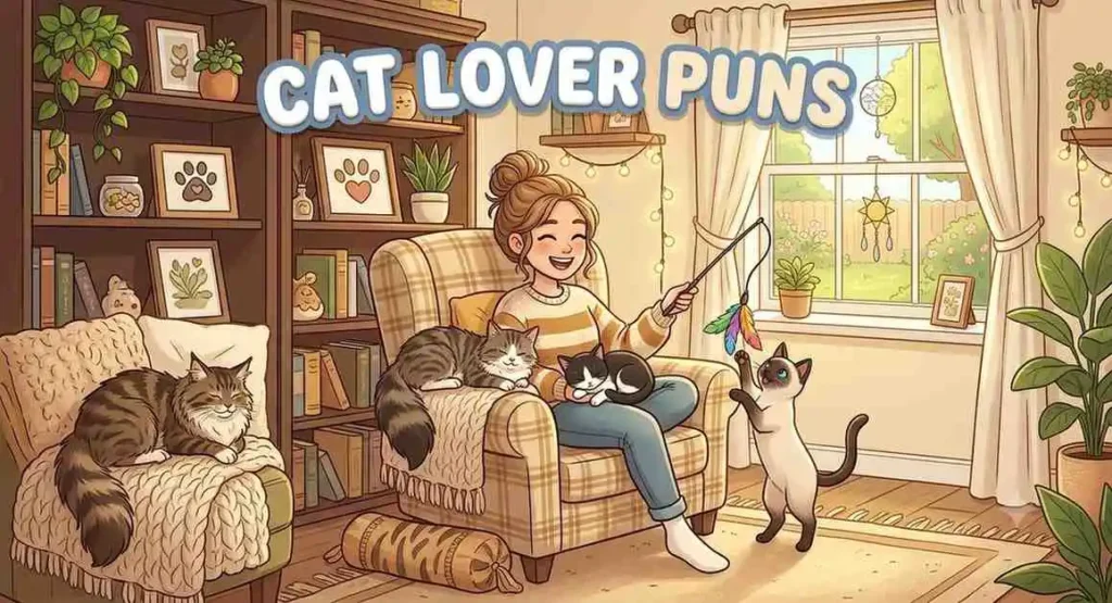 Happy cat owner cuddling