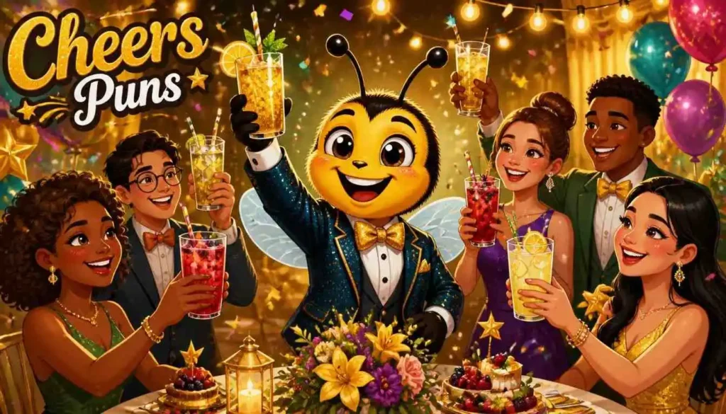 Friends cheering festive drinks