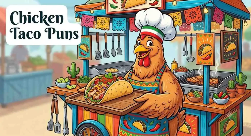 Funny chicken taco chef smiling