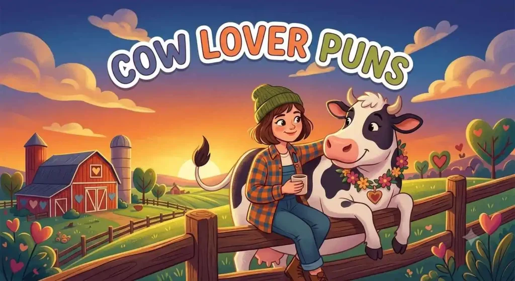 Happy cow lover with cow