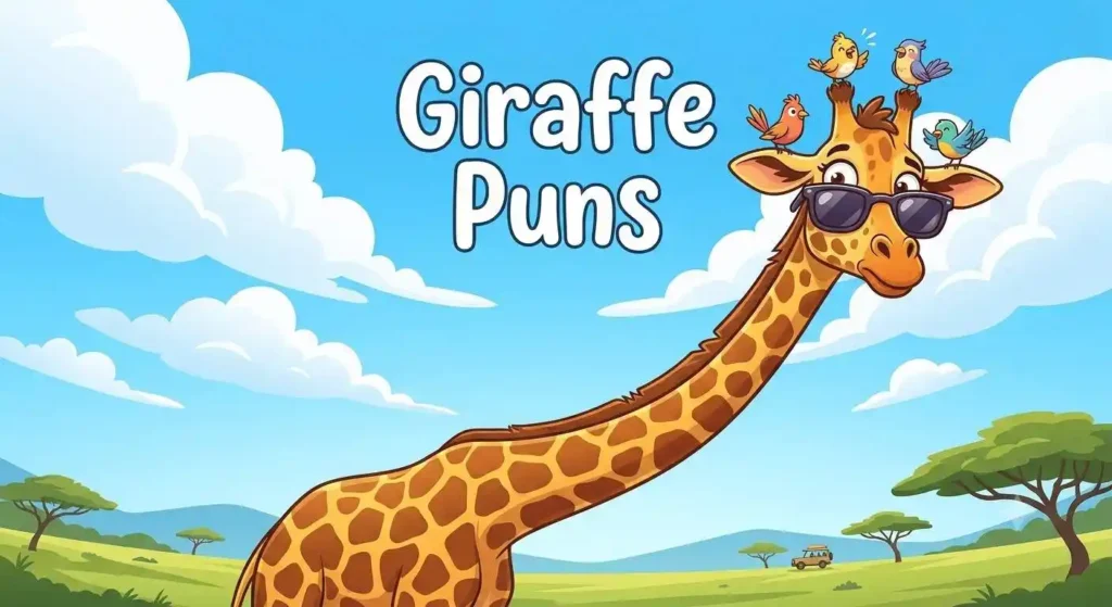 Funny giraffe reaching clouds