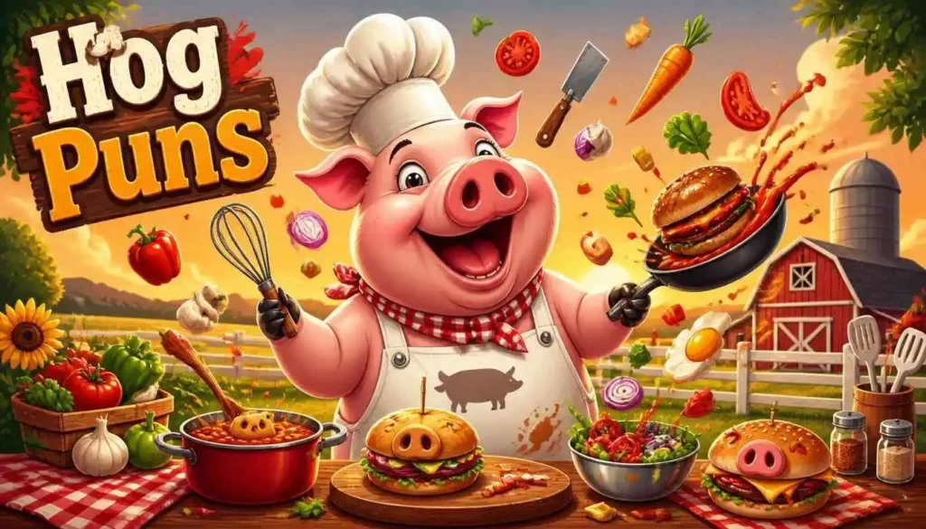 Funny hog chef cooking
