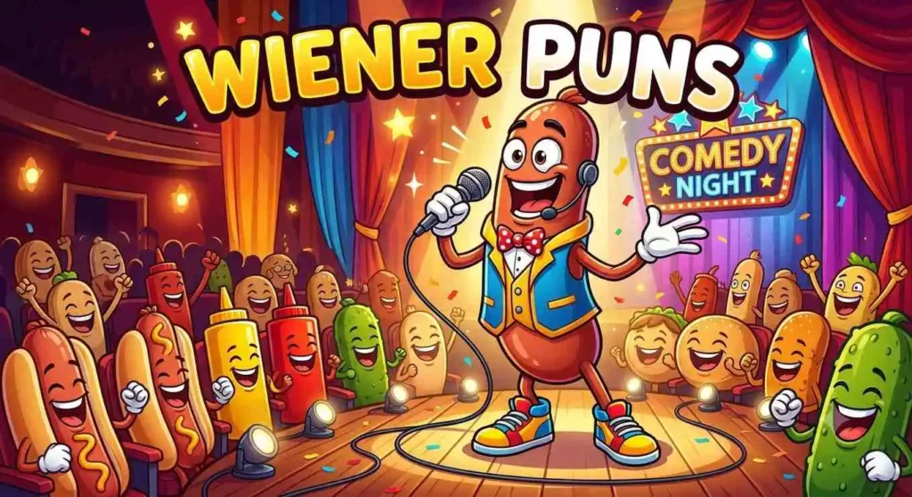 Funny wiener mascot performing