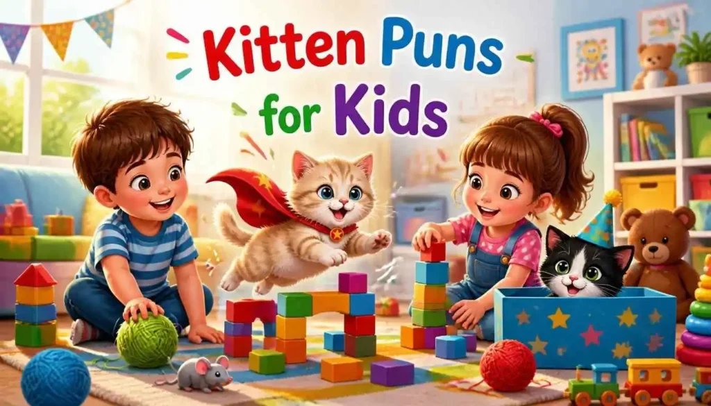 Happy kids with kittens