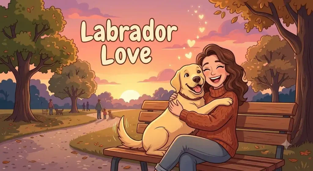 Cute Labrador with owner
