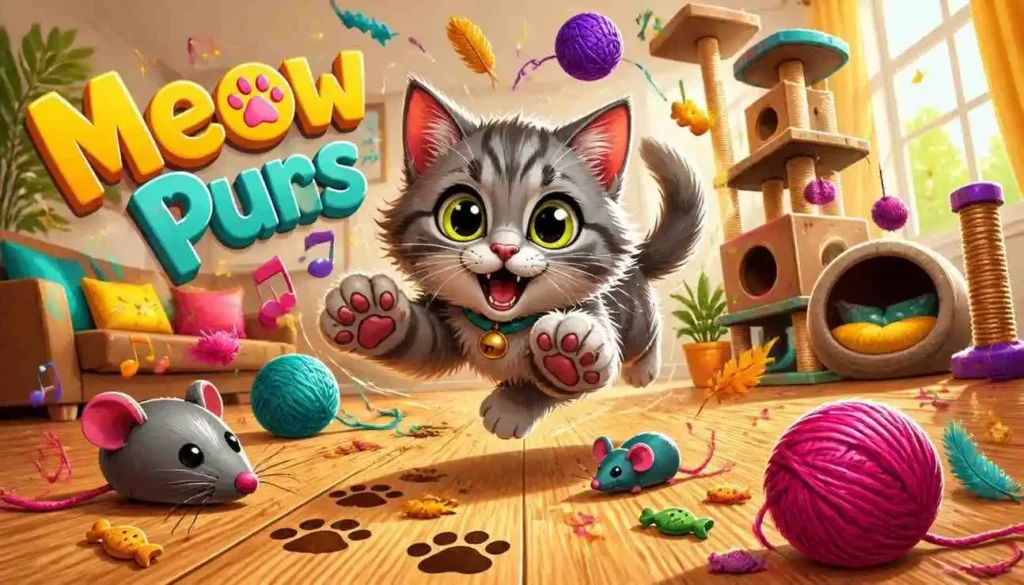 Playful kitten saying meow