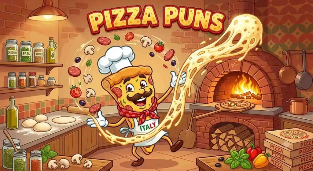 Funny smiling pizza slice