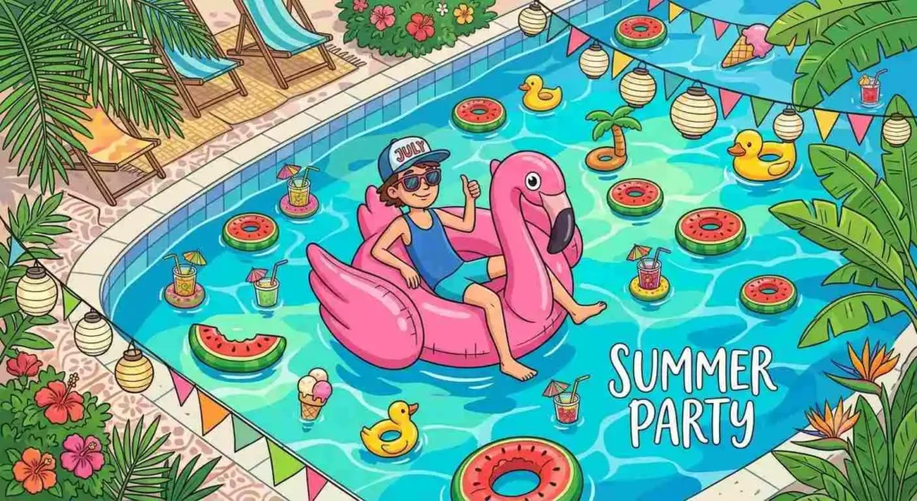 Cartoon pool party fun