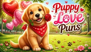 Cute puppies sharing hearts