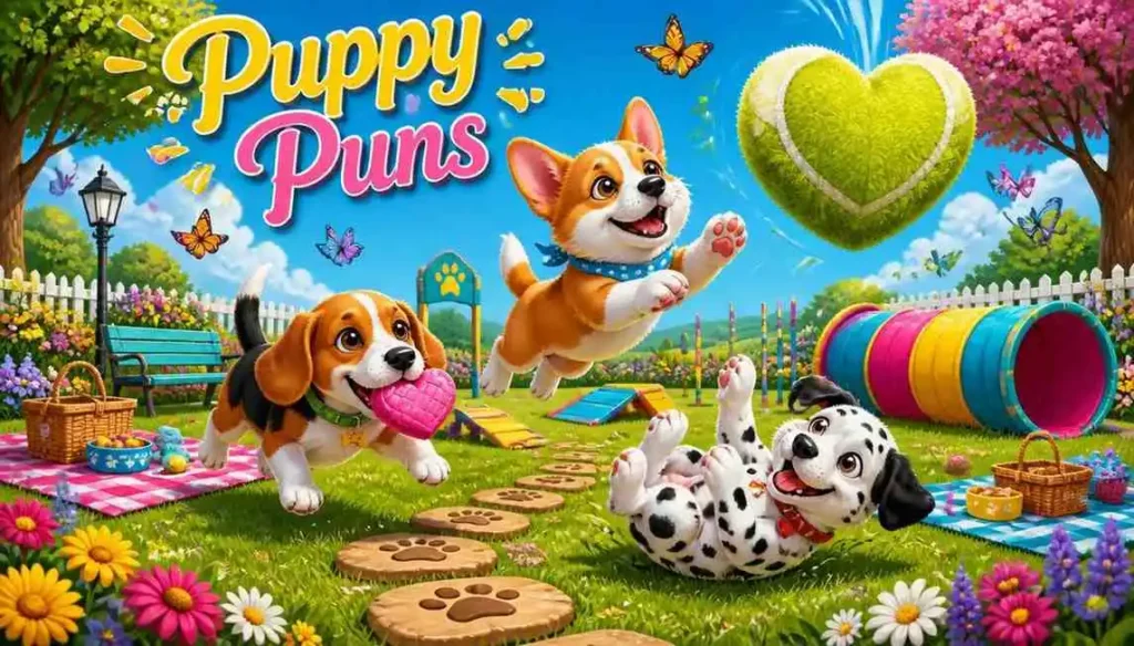 Funny playful puppies