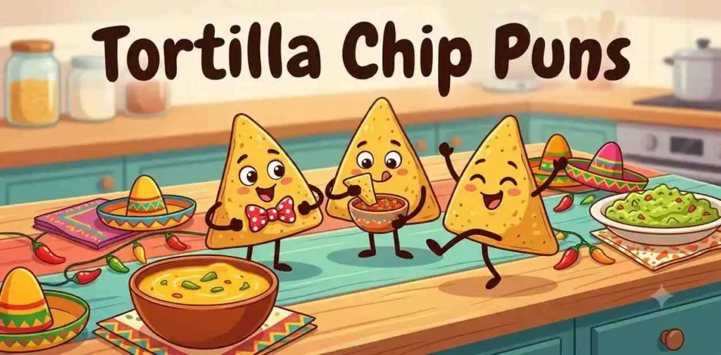 Cute tortilla chip characters laughing