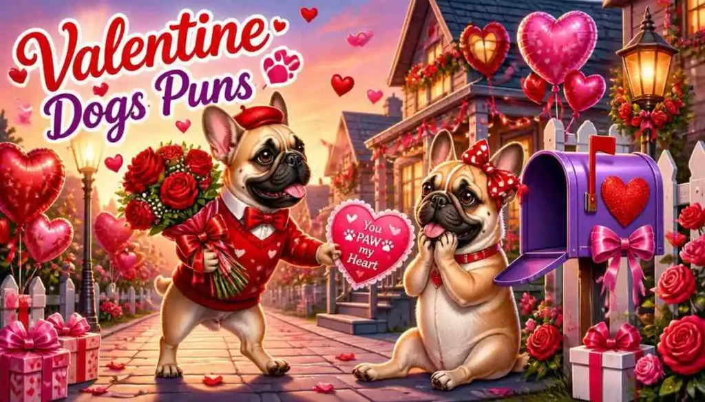 Dog Valentine celebration scene