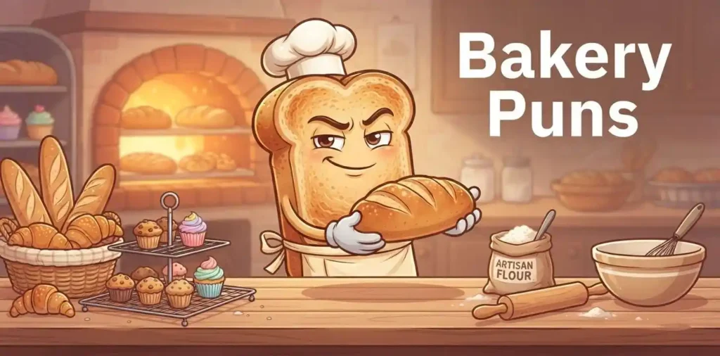 Funny toast in a bakery
