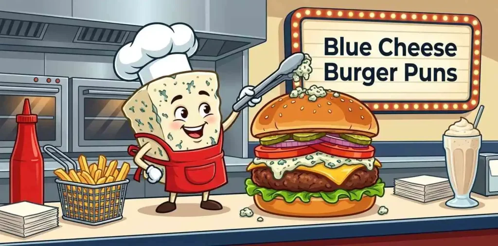 Funny blue cheese burger