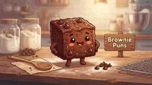 Cute brownie character with sprinkles
