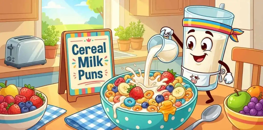 Funny cereal milk character