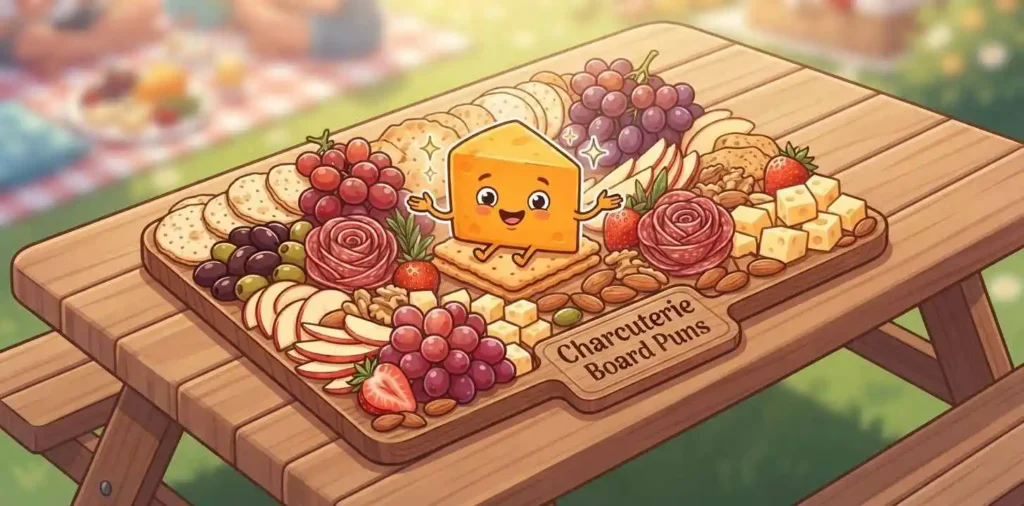 Cheddar character on charcuterie board