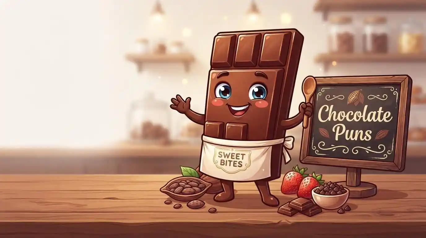 Funny chocolate character smiling