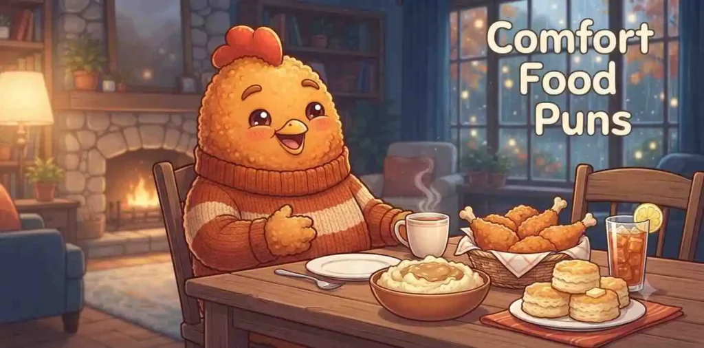 Cozy fried chicken meal scene