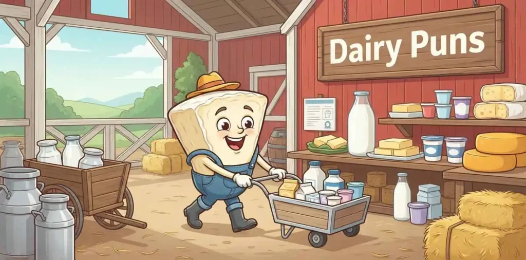 Funny Brie dairy character