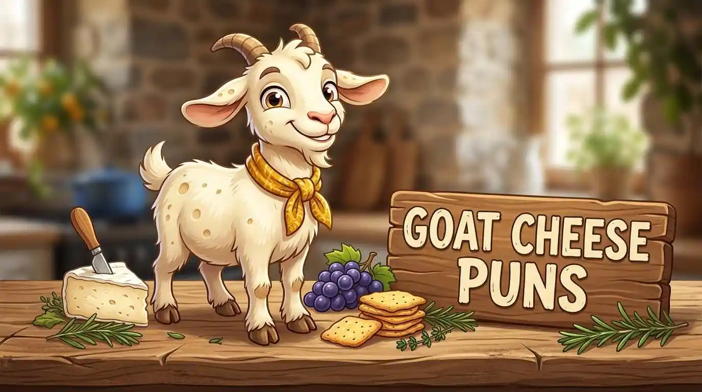 Funny goat cheese character