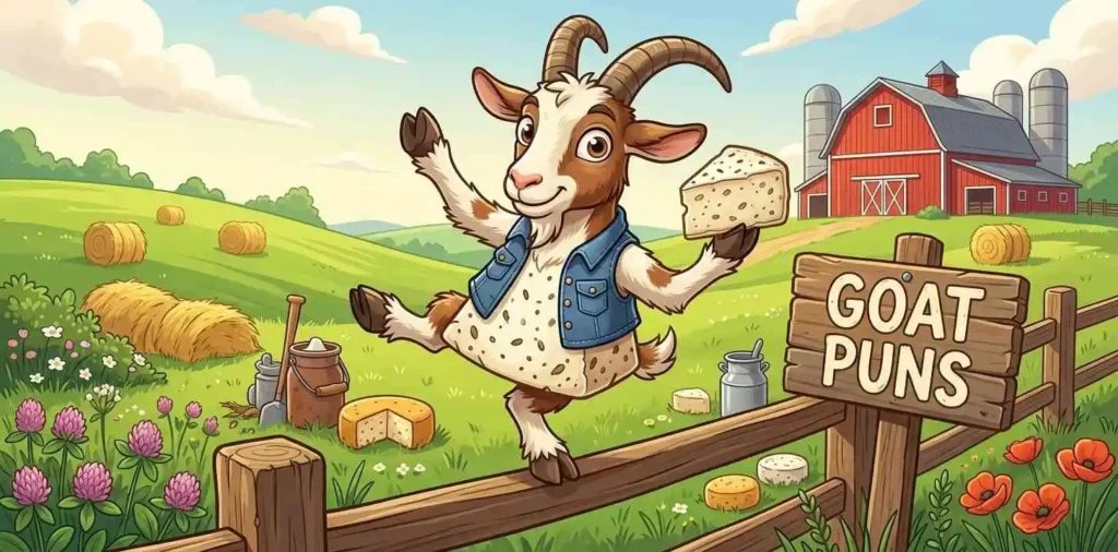 Funny cartoon goat character
