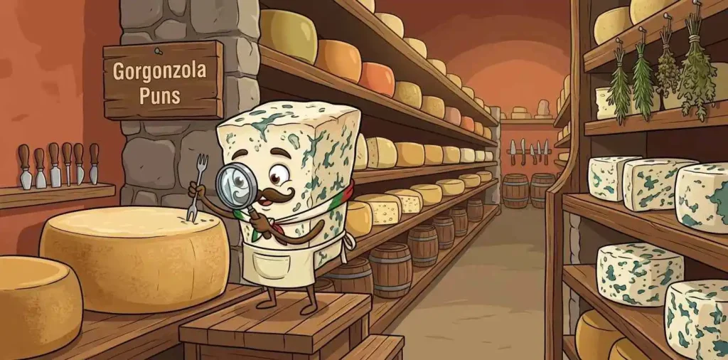 Funny Gorgonzola cheese character