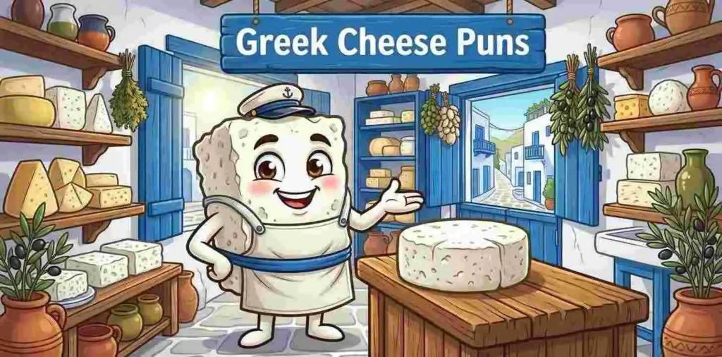 Funny Greek cheese character