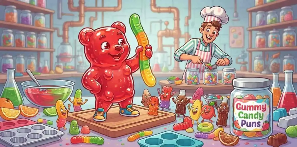 Funny gummy candy characters
