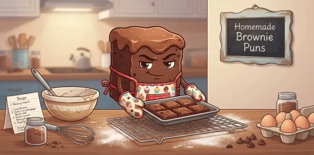 Homemade brownie baking scene