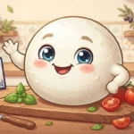 Funny mozzarella cheese character