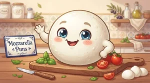 Funny mozzarella cheese character