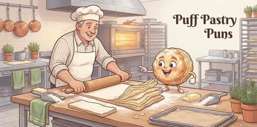 Funny puff pastry baker