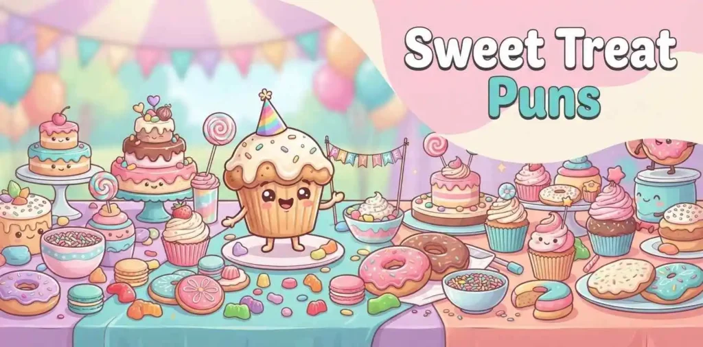 Muffin surrounded by sweet treats
