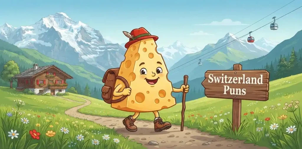 Funny Switzerland cheese character