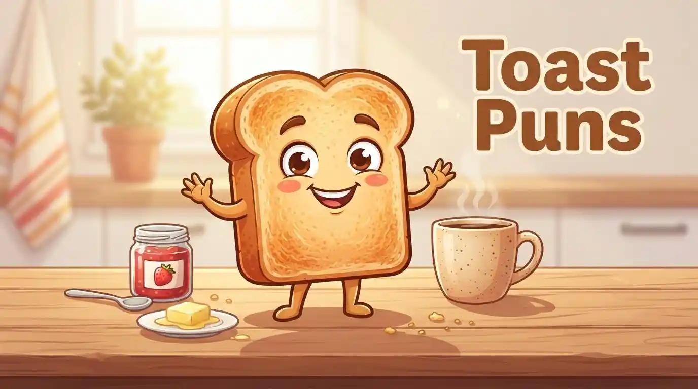 Funny toast character with breakfast