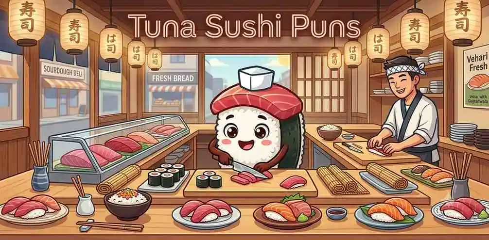 Funny tuna sushi character